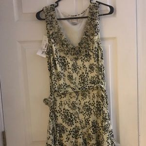 Amanda Lane Cream and Black Floral Ruffled Dress